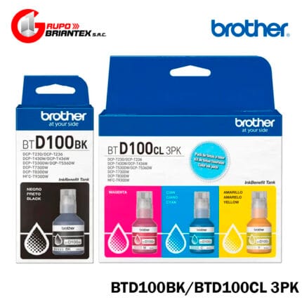 kit tinta brother btd100bk negro btd100cl 3pk color original dcp-t230/dcp-t430