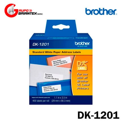 cinta brother dk-1201 (29 mm x 90 mm) 400 etiquetas. brother ql-800, ql-810w, ql-820nwb, ql-1110nwb