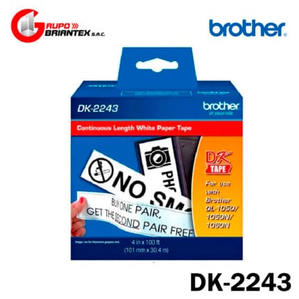 cinta brother dk-2243 (101 mm x 30.4 m) rollo continuo. brother ql-800, ql-810w, ql-820nwb, ql-1110nwb