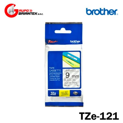 cinta brother tze-121 negro sobre transparente (9mm x 8m) Rotuladora PT-H110, PT-E110V,PT-E300VP, PT-E550WVP, PT-P900W, PT-P700