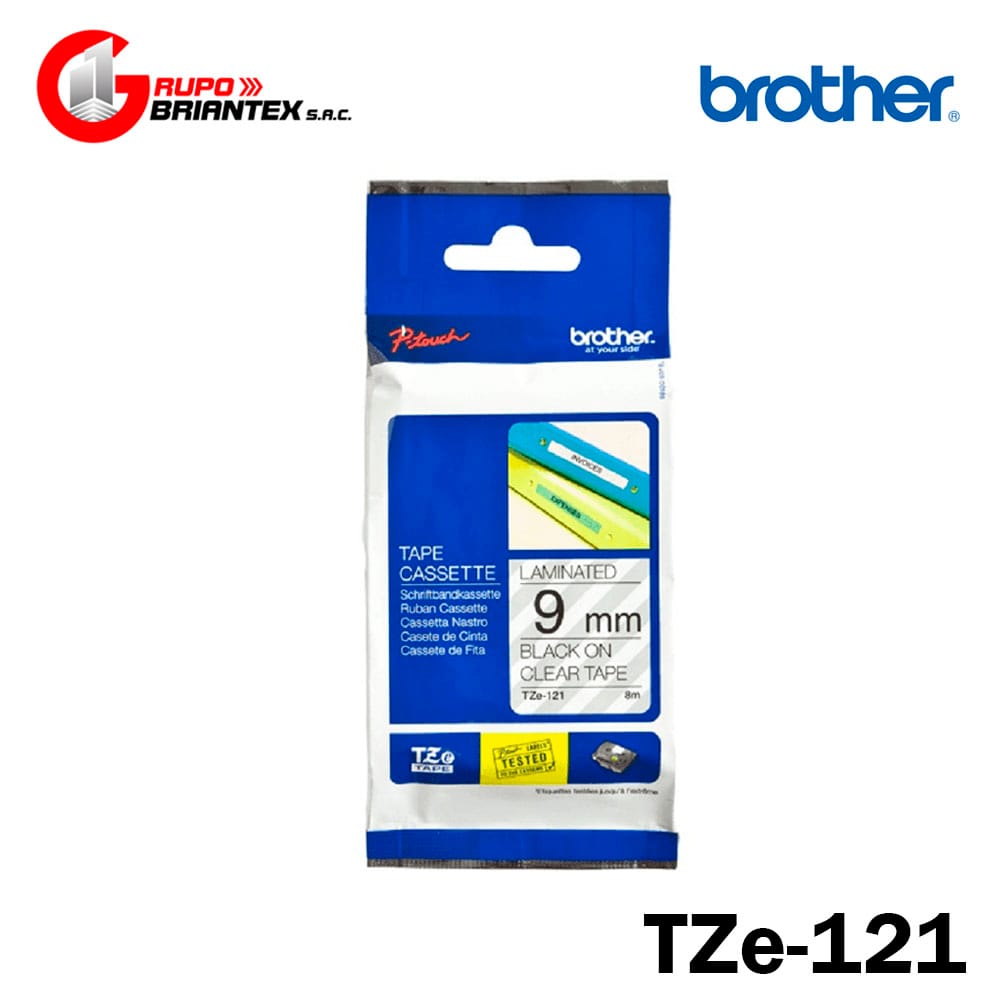 cinta brother tze-121 negro cinta brother tze-121 negro sobre transparente (9mm x 8m) Rotuladora PT-H110, PT-E110V,PT-E300VP, PT-E550WVP, PT-P900W, PT-P700