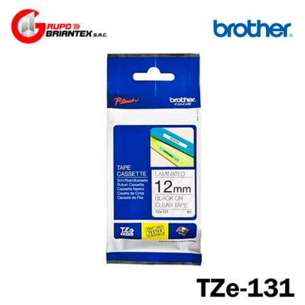 cinta brother tze-131 negro sobre transparente (12mm x 8m) Rotuladoras PT-H110, PT-E110V, PT-E300VP, PT-E550WVP, PT-P900W, PT-P700