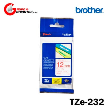 cinta brother tze-232 Rojo sobre Fondo Blanco (12mm x 8m) brother PT-H110, PT-P700, PT-E300VP, PT-550WV, PT-P900W